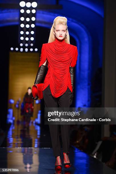 Model walks the runway at the Jean Paul Gaultier show during the Paris Fashion Week - Haute Couture Fall/Winter 2014-2015