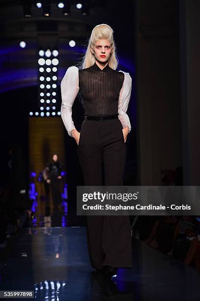 Model walks the runway at the Jean Paul Gaultier show during the Paris Fashion Week - Haute Couture Fall/Winter 2014-2015