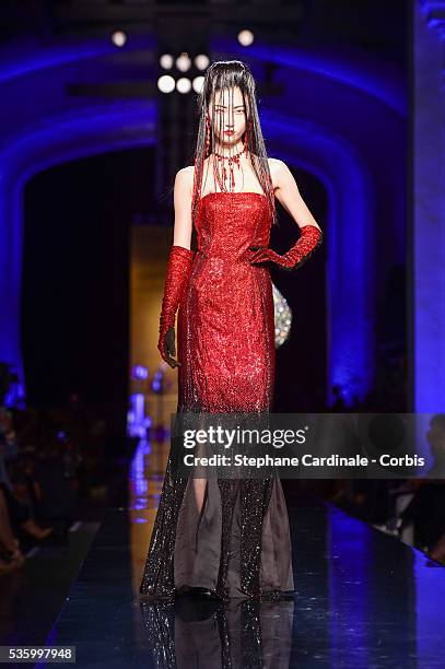 Model walks the runway at the Jean Paul Gaultier show during the Paris Fashion Week - Haute Couture Fall/Winter 2014-2015