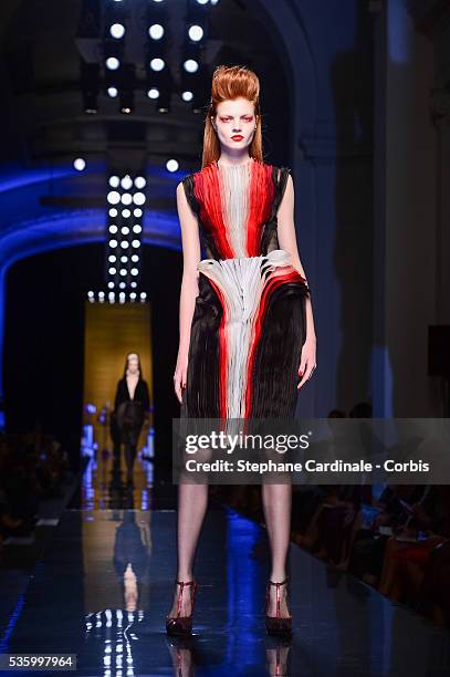 Model walks the runway at the Jean Paul Gaultier show during the Paris Fashion Week - Haute Couture Fall/Winter 2014-2015