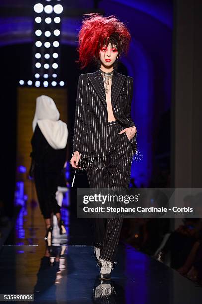 Model walks the runway at the Jean Paul Gaultier show during the Paris Fashion Week - Haute Couture Fall/Winter 2014-2015