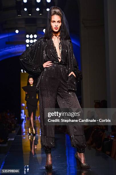 Model walks the runway at the Jean Paul Gaultier show during the Paris Fashion Week - Haute Couture Fall/Winter 2014-2015