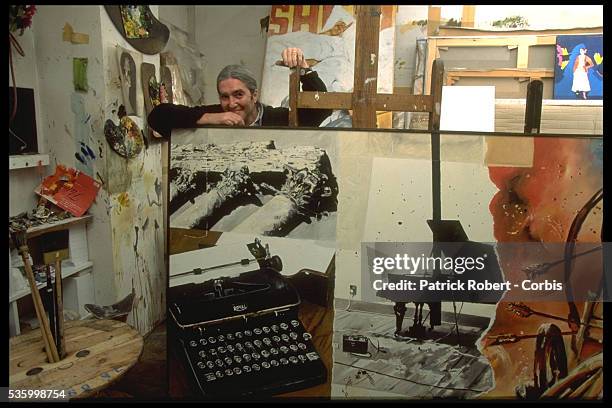 THE PAINTER JEAN-PAUL CHAMBAZ IN HIS STUDIO