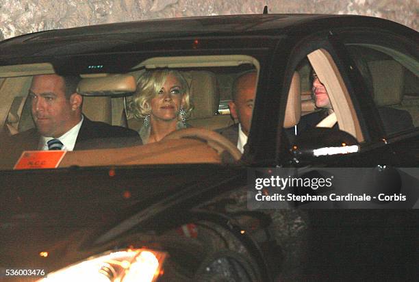 Actress Jenny McCarthy and husband comedian Jim Carrey arrive at Hollywood celebrity couple Tom Cruise and Katie Holmes' wedding at the Odescalchi...