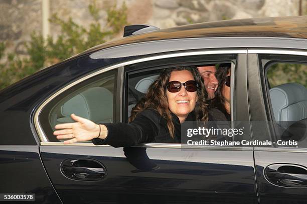 Fashion designer Roberta Armani and guests arrive at Hollywood celebrity couple Tom Cruise and Katie Holmes' wedding at the Odescalchi Castle in the...