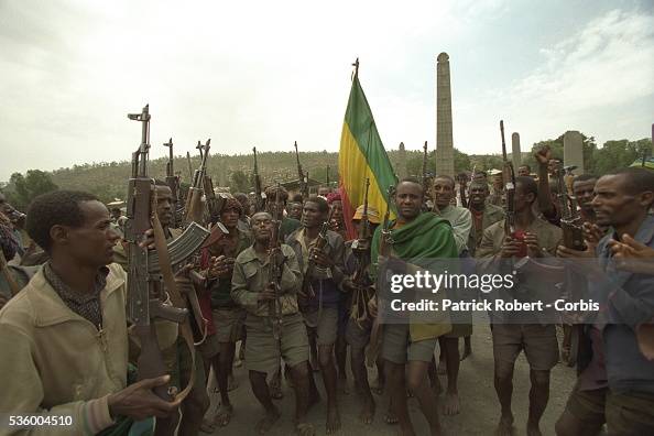 Axoum Before joing the front, soldiers parade to the famous Axoum obelisks ...