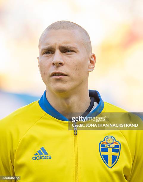 Sweden's defender Victor Nilsson Lindeloef is pictured ahead of the friendly football match between Sweden and Slovenia at Swedbank stadium in Malmo...