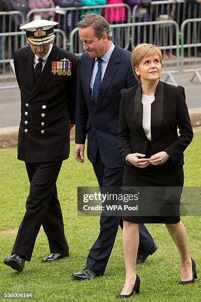 Prime Minister of Britain David Cameron and First Minister of Scotland Nicola Sturgeon attend the 100th anniversary commemorations for the Battle of...