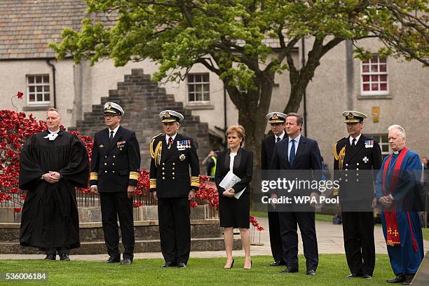 First Minister of Scotland Nicola Sturgeon and Prime Minister David Cameron and other dignitaries gather after the 100th anniversary commemorations...