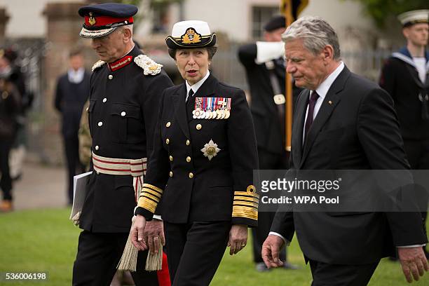German President Joachim Gauck and Princess Anne, Princess Royal attend the 100th anniversary commemorations for the Battle of Jutland at St Magnus...