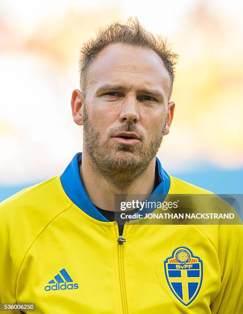 Sweden's defender Andreas Granqvist is pictured ahead of the friendly football match between Sweden and Slovenia at Swedbank stadium in Malmo on May...