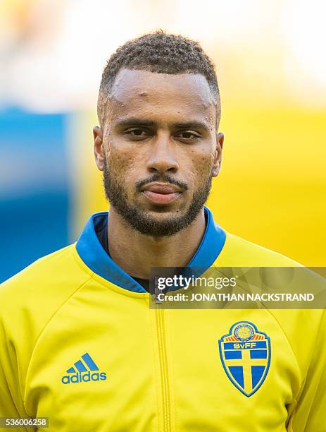 Sweden's forward Isaac Kiese Thelin is pictured ahead of the friendly football match between Sweden and Slovenia at Swedbank stadium in Malmo on May...