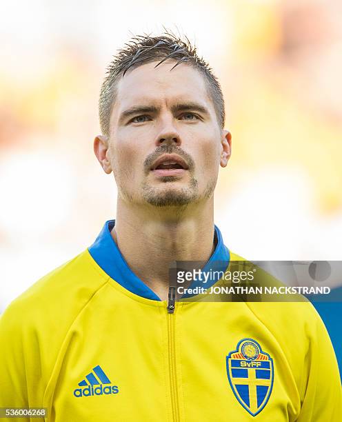 Sweden's defender Mikael Lustig is pictured ahead of the friendly football match between Sweden and Slovenia at Swedbank stadium in Malmo on May 30,...