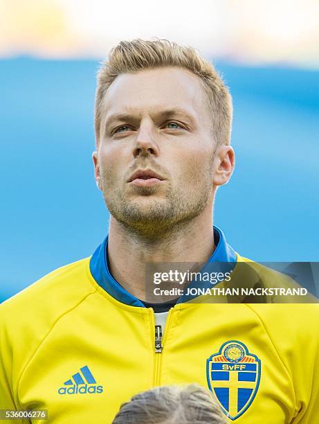 Sweden's midfielder Sebastian Larsson is pictured ahead of the friendly football match between Sweden and Slovenia at Swedbank stadium in Malmo on...