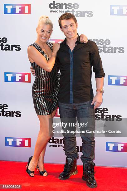 Katrina Patchett and Brian Joubert attend the 'Danse Avec Les Stars 2014' Photocall at TF1 on September 10, 2014 in Paris, France.