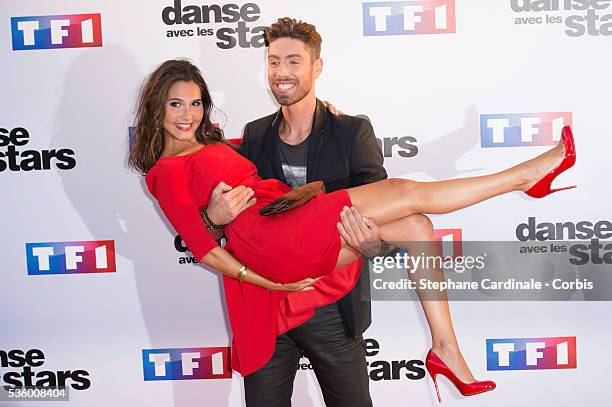Joyce Jonathan and Julien Brugel attend the 'Danse Avec Les Stars 2014' Photocall at TF1 on September 10, 2014 in Paris, France.