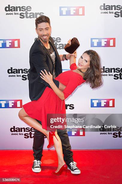 Joyce Jonathan and Julien Brugel attend the 'Danse Avec Les Stars 2014' Photocall at TF1 on September 10, 2014 in Paris, France.