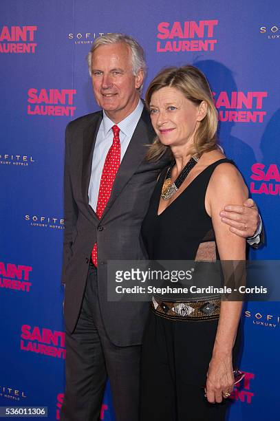 Michel Barnier and his wife Isabelle attend the "Saint Laurent" Premiere, at Centre Pompidou on September 23, 2014 in Paris, France.