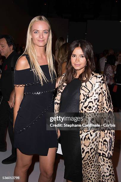 Virginie Courtin Clarins and Miroslava Duma attend the Mugler show as part of the Paris Fashion Week Womenswear Spring/Summer 2015 on September 27,...