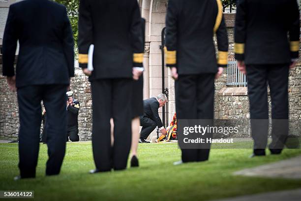 In this handout photo provided by the German Government Press Office , German President Joachim Gauck lays a wreath during the 100th anniversary...