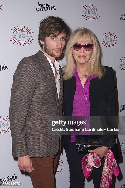 Amanda Lear and guest attend the Jean Paul Gaultier show as part of the Paris Fashion Week Womenswear Spring/Summer 2015 on September 27, 2014 in...