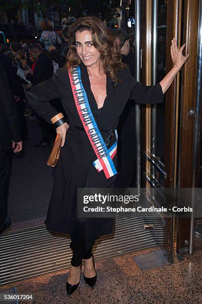 Melle Agnes attends attends the Jean Paul Gaultier show as part of the Paris Fashion Week Womenswear Spring/Summer 2015 on September 27, 2014 in...