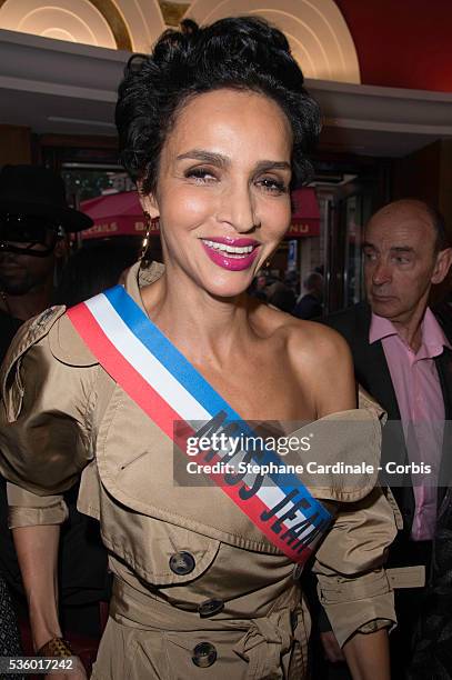 Farida Khelfa attends attends the Jean Paul Gaultier show as part of the Paris Fashion Week Womenswear Spring/Summer 2015 on September 27, 2014 in...