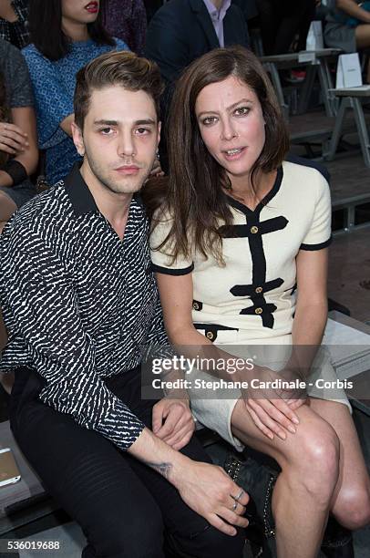 Xavier Dolan and Anna Mouglalis attend the Chanel show as part of the Paris Fashion Week Womenswear Spring/Summer 2015 on September 30, 2014 in...