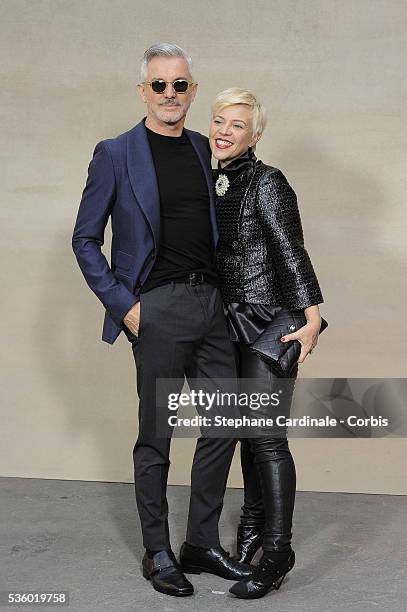 Baz Luhrmann and Catherine Martin attend the Chanel show as part of the Paris Fashion Week Womenswear Spring/Summer 2015 on September 30, 2014 in...