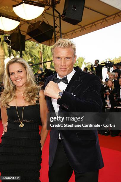 Dolph Lundgren and his wife Anette Qviberg arrive at the premiere of "Ocean's 13" during the 60th Cannes Film Festival.