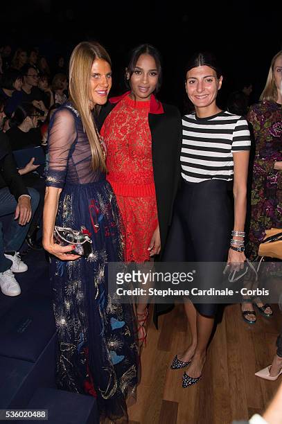 Anna Dello Russo, Ciara and Giovanna Battaglia attend the Valentino show as part of the Paris Fashion Week Womenswear Spring/Summer 2015 on September...