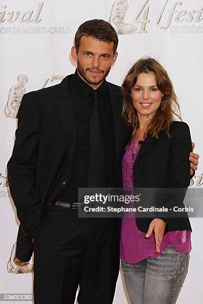 Actors Toinette Laquiere and Arnaud Binard attend the TF1 premiere of "Mystere".