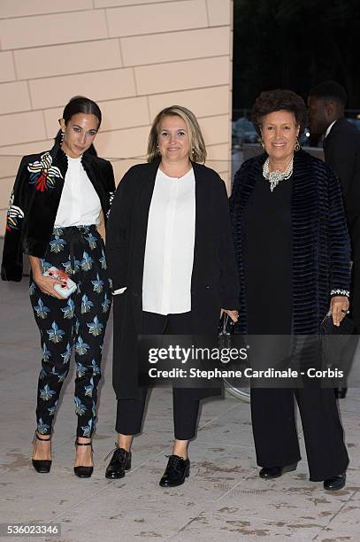 Delfina Delettrez Fendi, Silvia Fendi Venturini and Carla Fendi attend the Inauguration of the Louis Vuitton Foundation on October 20, 2014 in Paris,...