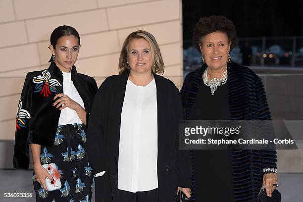 Delfina Delettrez Fendi, Silvia Fendi Venturini and Carla Fendi attend the Inauguration of the Louis Vuitton Foundation on October 20, 2014 in Paris,...