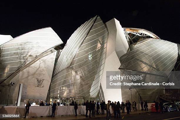 View of the Louis Vuitton Foundation during the Inauguration of the Louis Vuitton Foundation on October 20, 2014 in Paris, France.