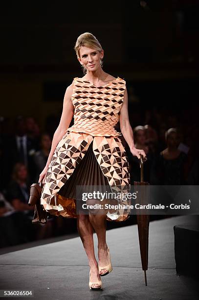 Helene Gateau walks the runway during the 'Salon Du Chocolat' Fashion Show, on October 29 2014 in Paris, France.