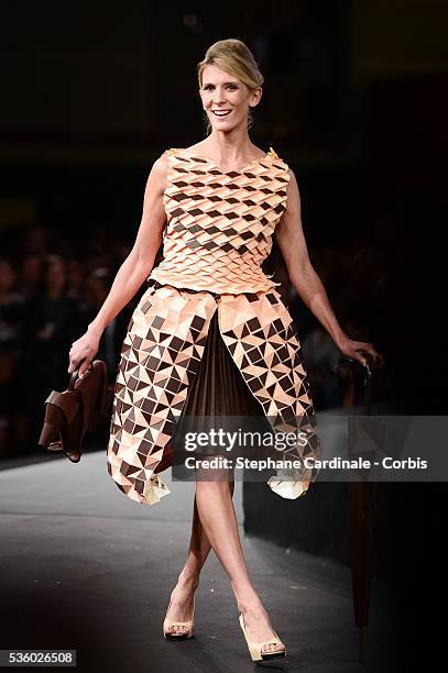 Helene Gateau walks the runway during the 'Salon Du Chocolat' Fashion Show, on October 29 2014 in Paris, France.