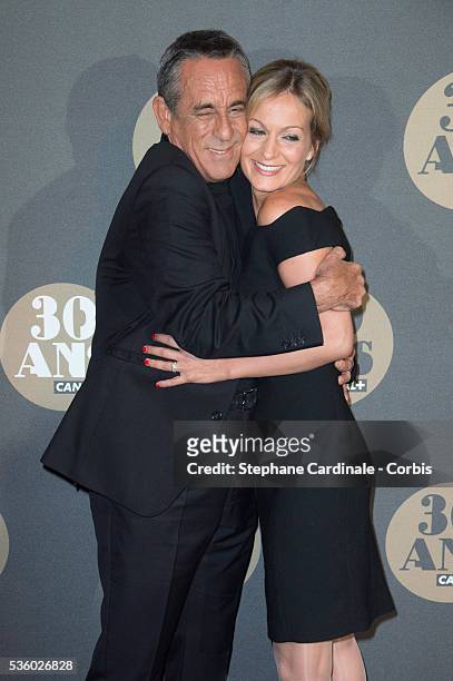 Thierry Ardisson and his Wife Audrey Crespo-Mara attend the 30 Th Anniversary of Canal +, at Palais de Tokyo, in Paris.