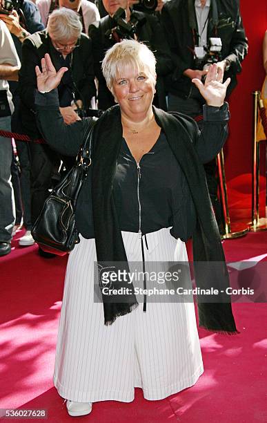 Actress Mimie Mathy at the TF1 press conference 2007-2008 held at the Olympia in Paris.