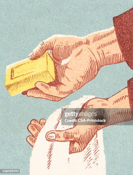 washing hands - holding towel stock illustrations