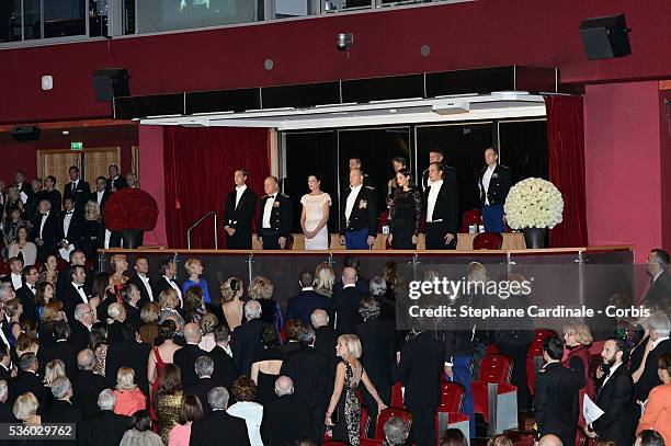 Princess Caroline of Hanover, Prince Albert II of Monaco, Tatiana Santo Domingo and Andrea Casiraghi attend the Monaco National Day Gala in Grimaldi...