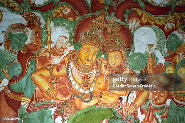 mural fresco in mattancherry palace - shiva foto e immagini stock