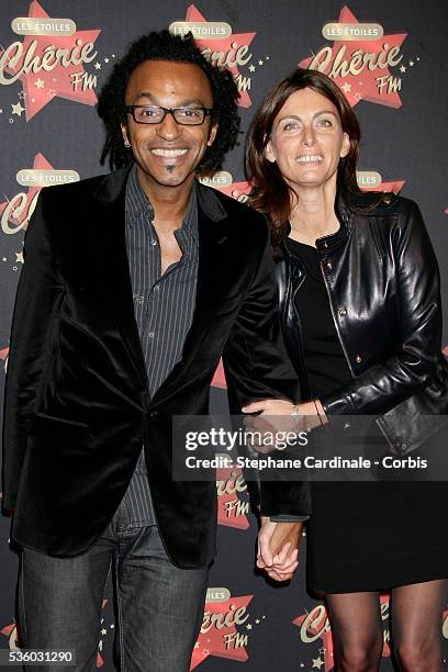 Manu Katche with his wife Laurence arrive at "Les Etoiles de Cherie FM" awards, held in Paris.