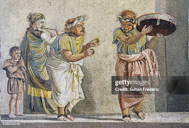 mosaic from the ruins of pompeii - pompeii mosaic stock pictures, royalty-free photos & images