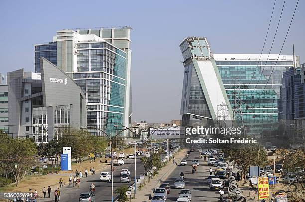 new city of gurgaon in india - gurgaon stock pictures, royalty-free photos & images