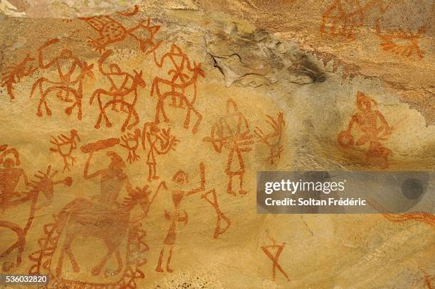 bhimbetka rock painting - stone age stock pictures, royalty-free photos & images