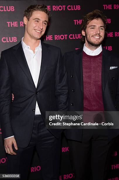 Max Irons and Sam Claflin attend 'The Riot Club' Paris Premiere at Mk2 Bibliotheque on December 1, 2014 in Paris, France.