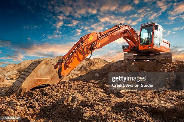 bulldozer - baustelle bagger stock-fotos und bilder