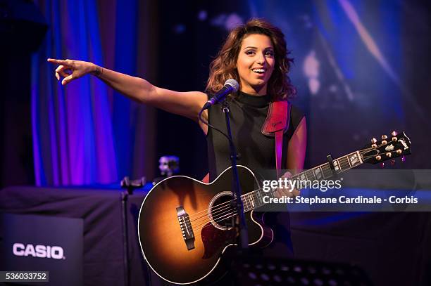 Singer Tal performs during the Casio acoustic mini session at 'Duc des Lombards', on December, 3 in Paris.