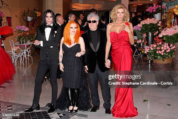 Mario Vaquerizo, Olivido Gara , director Pedro Almodovar and Bibiana Fernandez arrive at the Rose Ball in Monte Carlo.